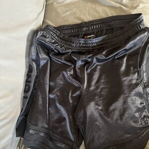 AND1 Men's Shiny Black Athletic Shorts